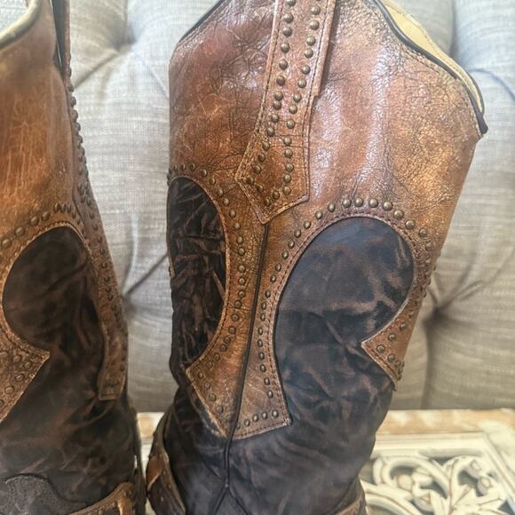 Corral Leather Western Cowboy Harness Boots Women’s 6.5 - Picture 4 of 11